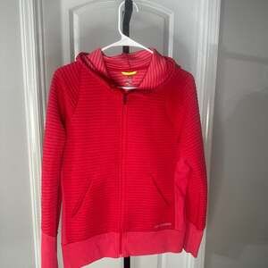 Brooks Womens Fly By Ribbed Full Zip Running Hoodie Pink